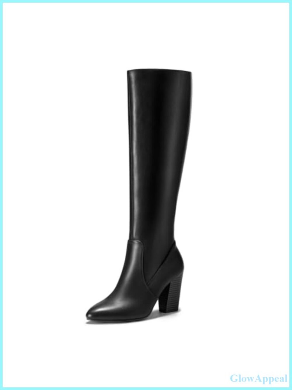 Knee High Boots Pointed Toe Fold Over Block Heel Tall Shoes Women